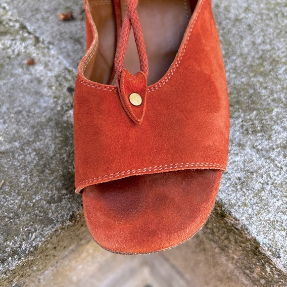 Chloé Foster Cinnamon Suede Gladiator Wedge Sandal 37 - Picture 6 of 13